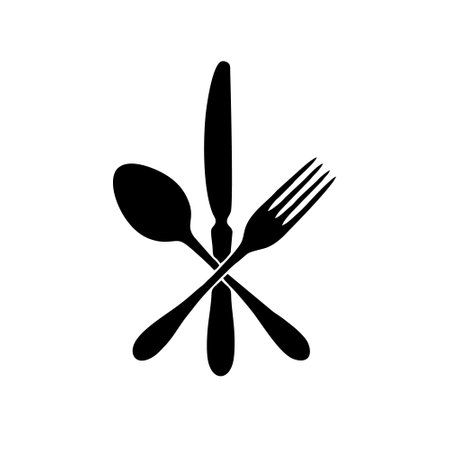 Fork, spoon and knife icon. Cutlery symbol. Vector illustrationのイラスト素材