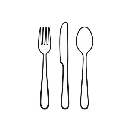 Spoon and fork icon. Cutlery symbol. Vector illustration.のイラスト素材