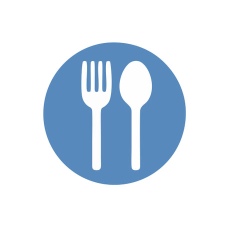 spoon and fork icon over white background, block style, vector illustrationのイラスト素材