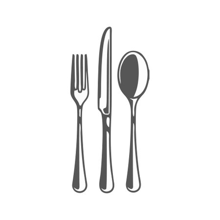 Fork, spoon and knife icon. Cutlery symbol. Vector illustrationのイラスト素材