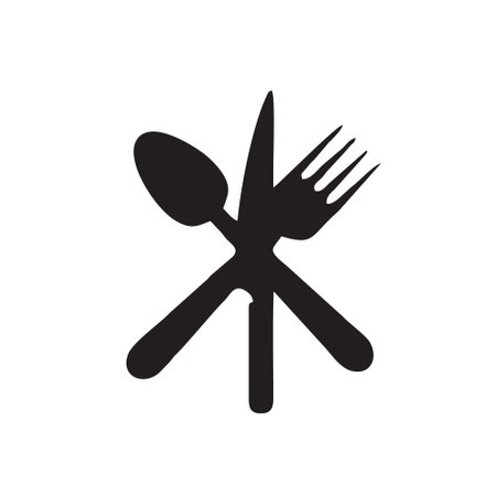 spoon and fork icon vector design template illustration isolated on white backgroundのイラスト素材