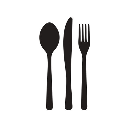 Spoon and fork icon. Cutlery symbol. Vector illustration.のイラスト素材