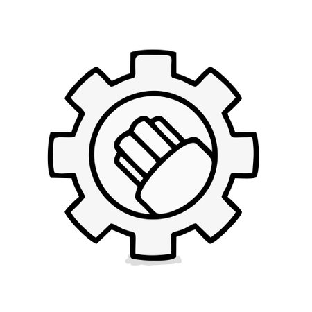 Gear and plug icon. Cogwheel gear and plug vector iconのイラスト素材