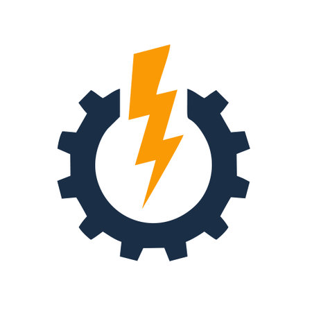 Gear and lightning icon. Repair service sign. Repair service symbol.のイラスト素材