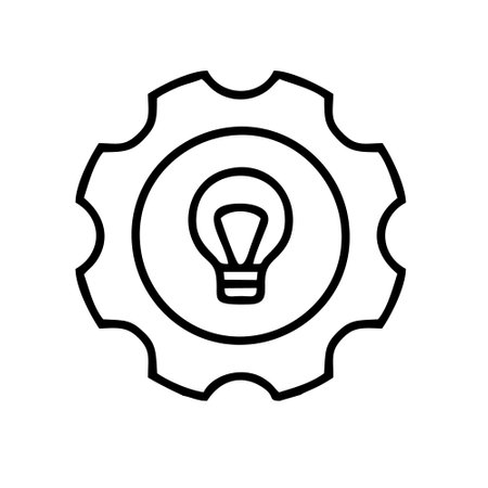 Gear and lightbulb icon. Idea symbol. Vector illustration.のイラスト素材