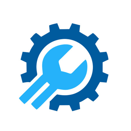 Repair service icon with wrench and gear. Repair service icon.のイラスト素材