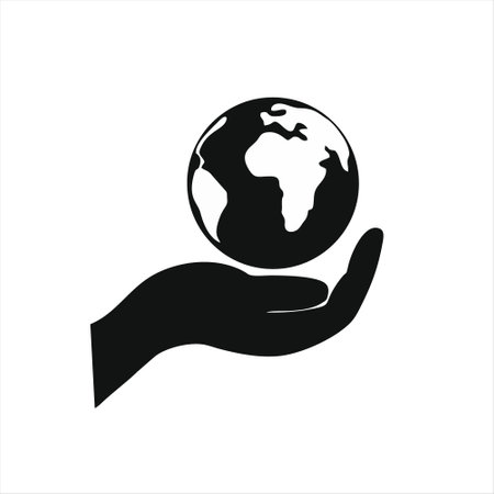 Hand holding a globe. Save the planet concept. Vector illustration.のイラスト素材
