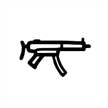Submachine gun line icon. Simple vector illustration of machine gun.のイラスト素材