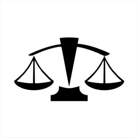 Scale icon on white background. Justice symbol. Vector stock illustration.のイラスト素材