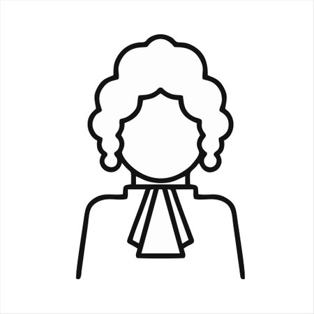 Beautiful woman with curly hair line icon on white background. Vector illustrationのイラスト素材