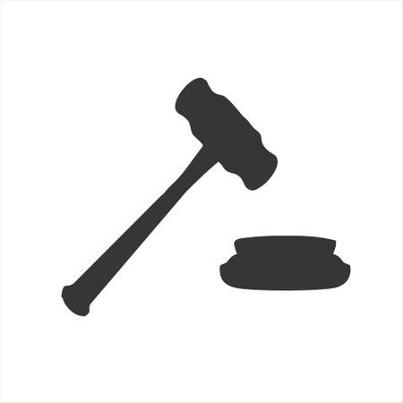 Gavel icon on white background. Vector illustration. Flat design.のイラスト素材