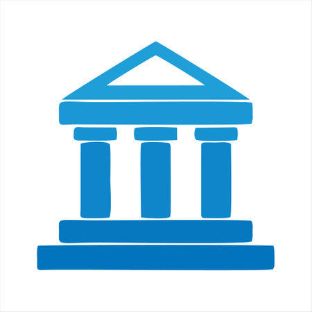 Bank building icon. Flat design style. Blue icon on white background.のイラスト素材