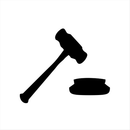 Hammer and Gavel Icon Isolated on White Background. Vector illustrationのイラスト素材