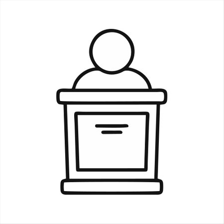 Speaker icon. Vector illustration of a man in a podium.のイラスト素材
