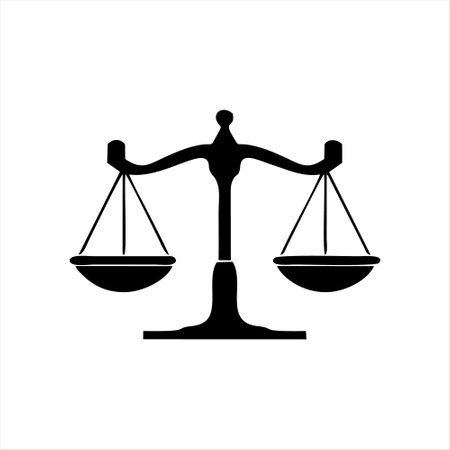 Scales of justice icon isolated on white background. Law scale icon.のイラスト素材