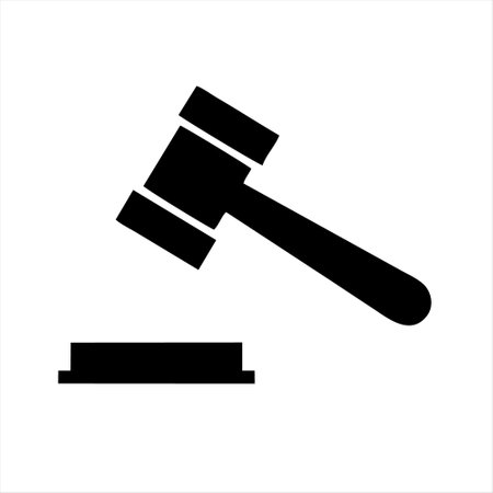 Gavel icon. Black symbol on white background. Vector illustration.のイラスト素材