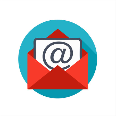 Envelope with email icon in flat style. E-mail symbol. Vector illustrationのイラスト素材