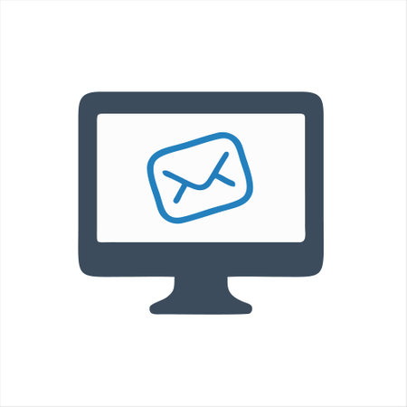 Email message icon. Vector illustration of computer monitor with envelope symbol.のイラスト素材