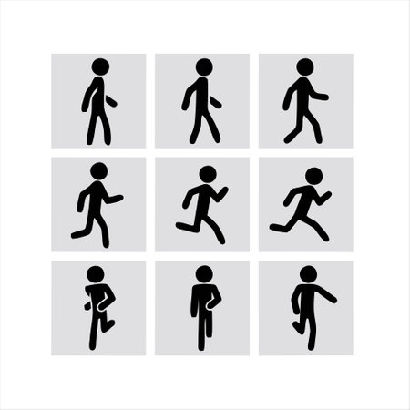 Set of black man silhouettes on white background. Vector illustration.のイラスト素材