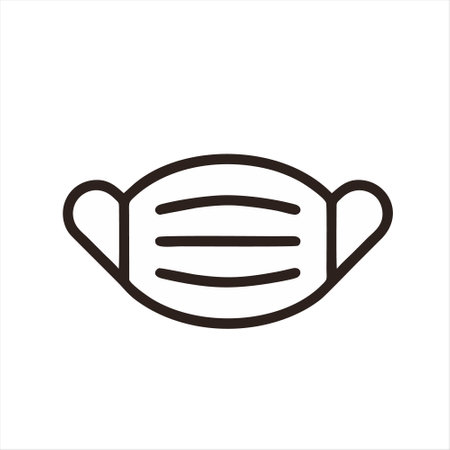 Medical mask line icon. Outline sign for mobile concept and web design.のイラスト素材