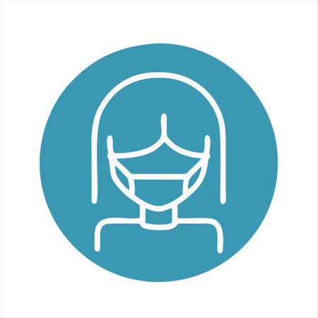 Woman with mask icon. Vector illustration. Isolated on white background.のイラスト素材