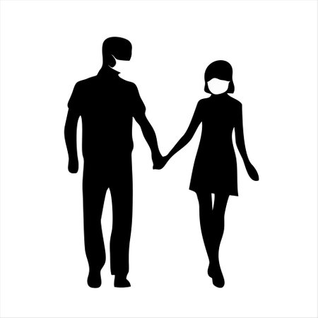 Silhouette of a man and a woman. Vector illustration.のイラスト素材