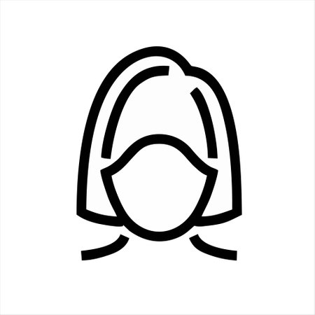 Avatar woman black line icon on white background. Female user sign.のイラスト素材