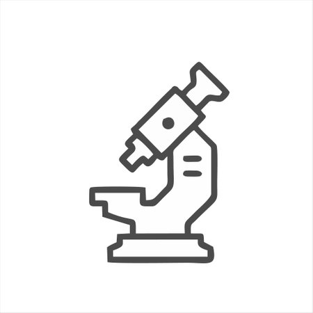 Microscope line icon, outline vector sign, linear style pictogram isolated on white. Symbol, logo illustrationのイラスト素材