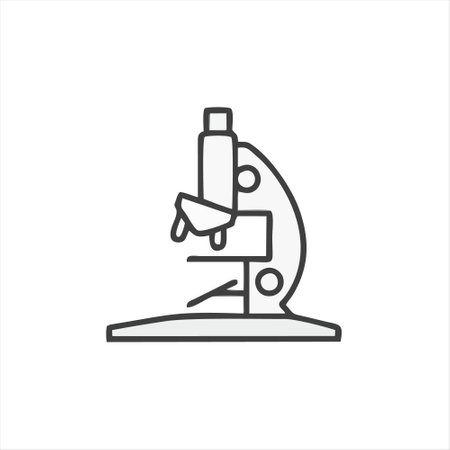 Microscope icon in line style. Vector illustration on white background.のイラスト素材