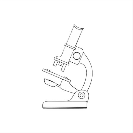 Microscope icon isolated on white background. Laboratory equipment. Vector illustrationのイラスト素材