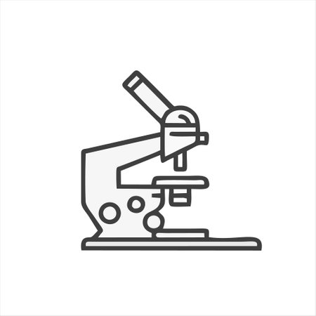 Microscope icon. Pixel perfect, editable stroke line art vector illustrationのイラスト素材
