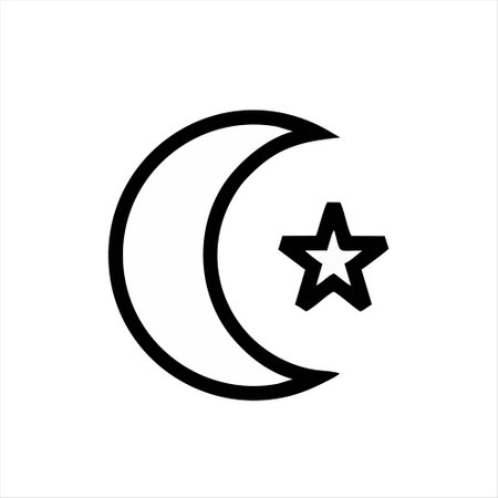 Moon and star icon. Vector illustration. Isolated on white background.のイラスト素材