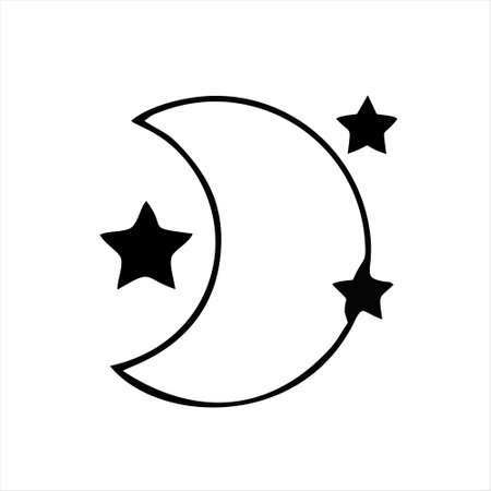 Moon and stars icon. Vector illustration isolated on a white background.のイラスト素材