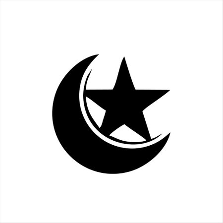 Star and crescent moon icon. Star and crescent vector iconのイラスト素材