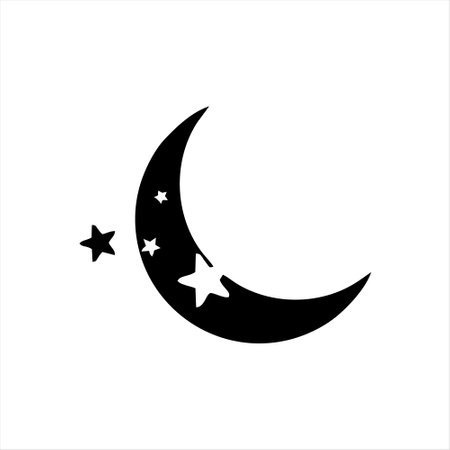 Moon and stars icon isolated on white background. Vector illustration. Eps 10.のイラスト素材