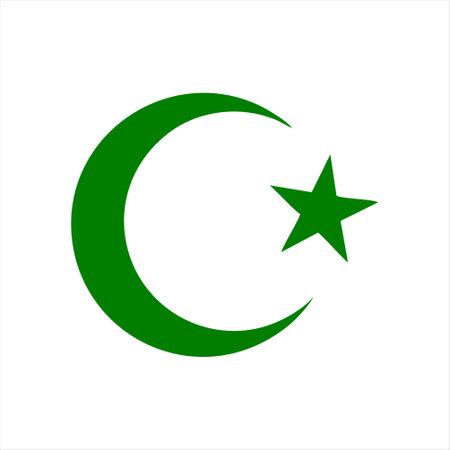 Star and crescent icon on white background. Vector illustration. Eps 10.のイラスト素材