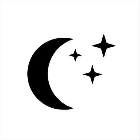 Moon and stars icon isolated on white background. Vector illustration. Eps 10.のイラスト素材