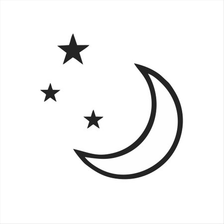 Moon and stars icon. Vector illustration. Isolated on white background.のイラスト素材