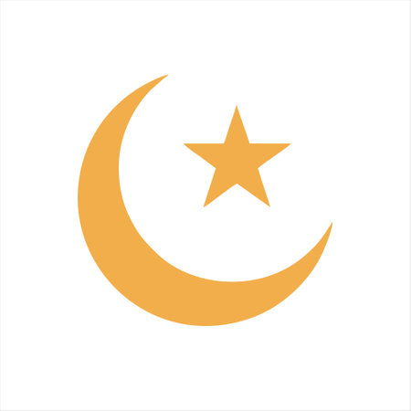 Crescent moon and star icon. Ramadan Kareem vector illustration.のイラスト素材