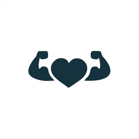 Heart and biceps vector icon. Bodybuilding, fitness, healthy lifestyle concept.のイラスト素材