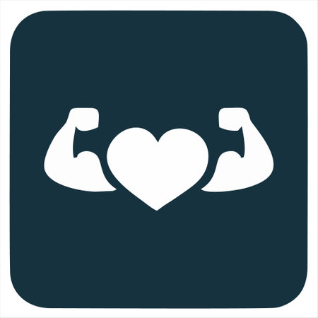 heart and biceps icon. fitness and bodybuilding symbol. vector illustrationのイラスト素材