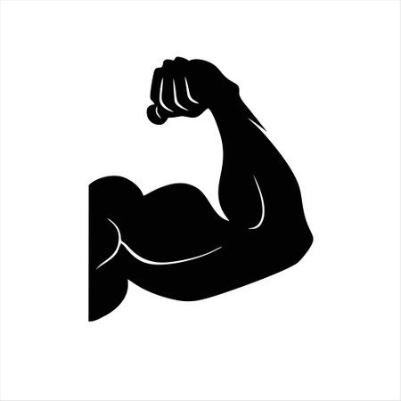 Muscular arm icon on white background. Bodybuilding symbol. Vector illustration.のイラスト素材