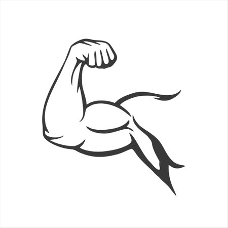 Biceps muscle icon. Hand drawn vector illustration. Bodybuilding, fitness, healthy lifestyle concept.のイラスト素材