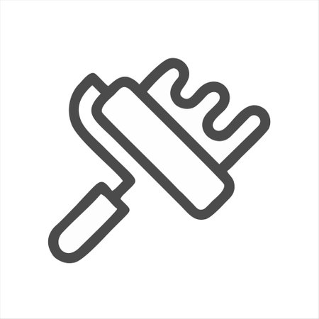 Paint roller line icon, outline vector sign, linear style pictogram isolated on white. Symbol, logo illustrationのイラスト素材