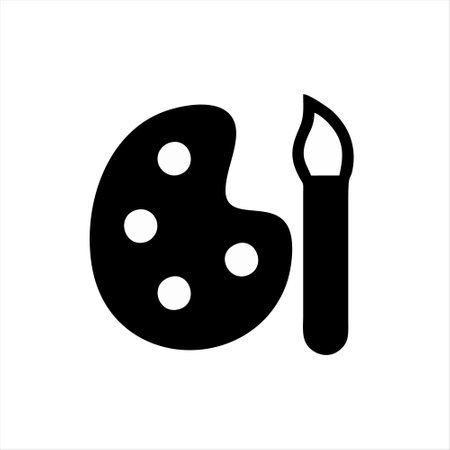 Palette and paint brush icon isolated on white background. Vector illustrationのイラスト素材
