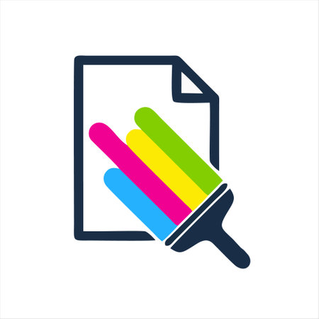 document with brush icon in flat style. vector illustration on a white background.のイラスト素材