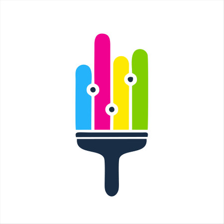 Colorful paint brush icon. Colorful paint brush vector icon.のイラスト素材