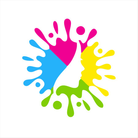 Colorful paint splashes on white background. Vector illustration for your designのイラスト素材