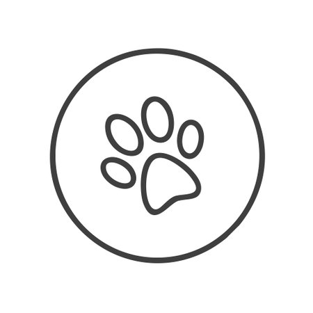 Paw print line icon, outline vector sign, linear style pictogram isolated on white. Symbol, illustrationのイラスト素材