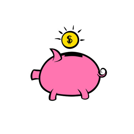 Piggy bank icon. Hand drawn illustration of piggy bank icon for web designのイラスト素材